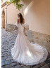 Blush Sparkly Lace Tulle Sexy Mermaid Wedding Dress
